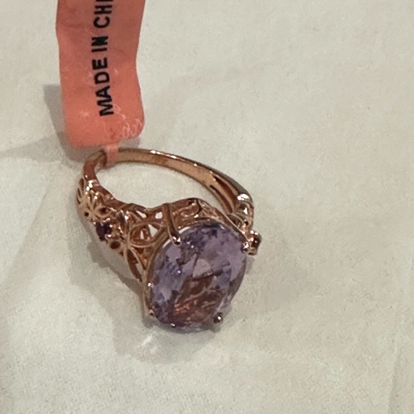 Vintage rose gold over sterling silver ring-large purple gemstone - Picture 16 of 16